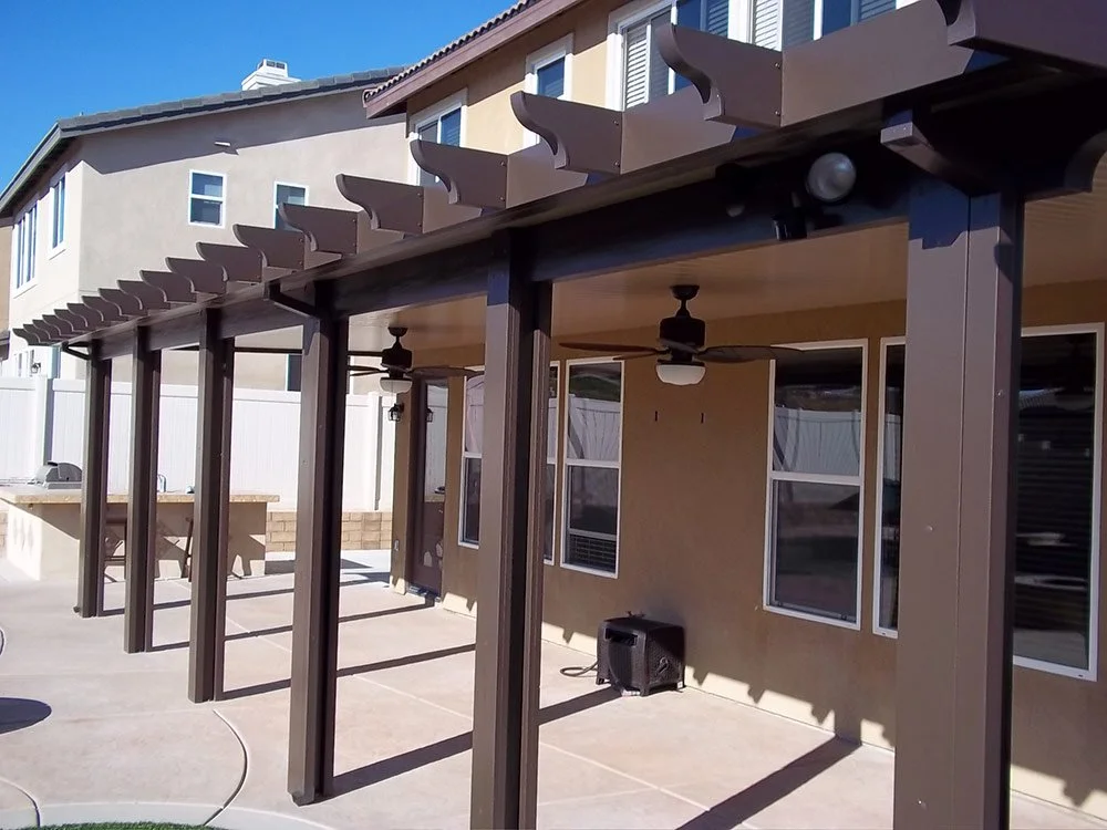Naturewood pergola extending a residential outdoor room